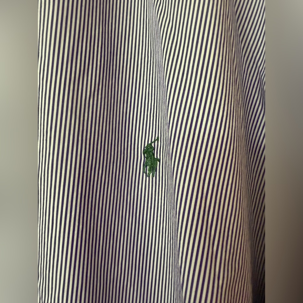 Ralph Lauren Purple White Pinstripe Button Down Shirt Men’s 3XB - Picture 3 of 4